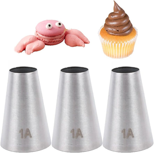 1A Piping Tip Set – Large Round Tips for Cake Decorating, Macarons, and More, 1/2 inch Opening,3 Pcs