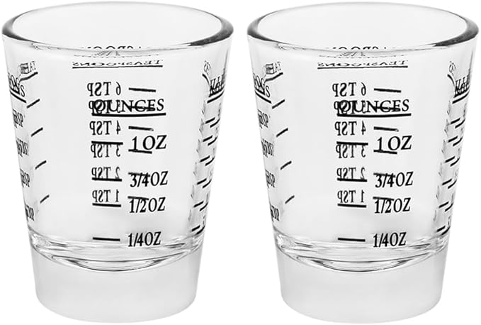 Set of 2 Shot Glasses - Heavy Glass, Perfect for Measuring Espresso, Wine, and More 26-Incremental Measurement 1oz, 6 Tsp, 2 Tbs, 30ml (2, Black)