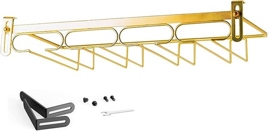 Hanging Wine Glass Rack Black Adjustable, Solid Iron Wine Glasses Hanger, Metal Under Cabinet Stemware Rack 3 Rows, 4 Rows, Convenient Storage And Space-saving