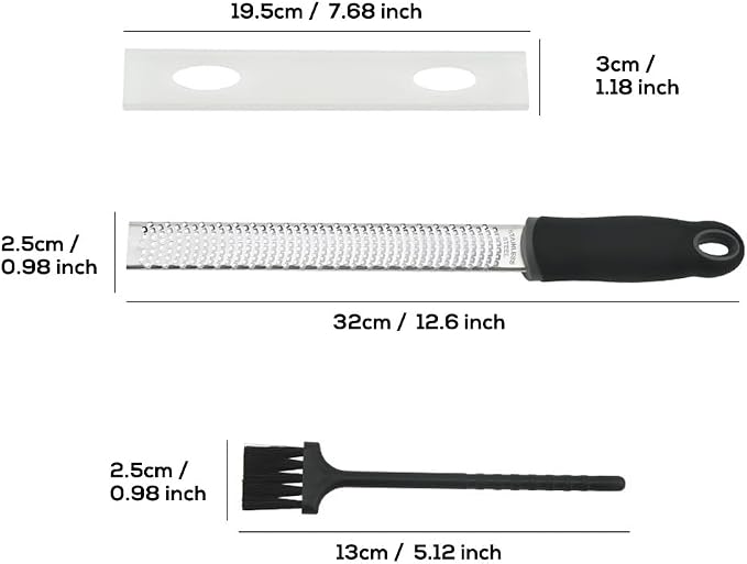 1Pack Lemon Zester Stainless Steel Cheese Grater with Plastic Cover Ergonomic Soft Black Handle Handheld Rotary Cheese Grater Zester Ideal for Kitchen Use and Food Preparation