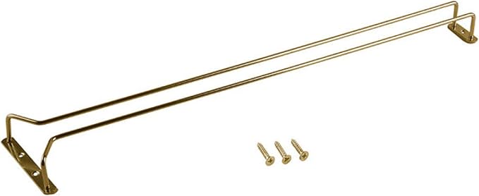 TrueCraftware- 24-Inch Wine Glass Rack Brass Finish Set of 2- Stemware Rack Wire Hanging Rack Under Cabinet Wine Glass Stemware Holder Storage Hanger Organizer for Kitchen and Bar
