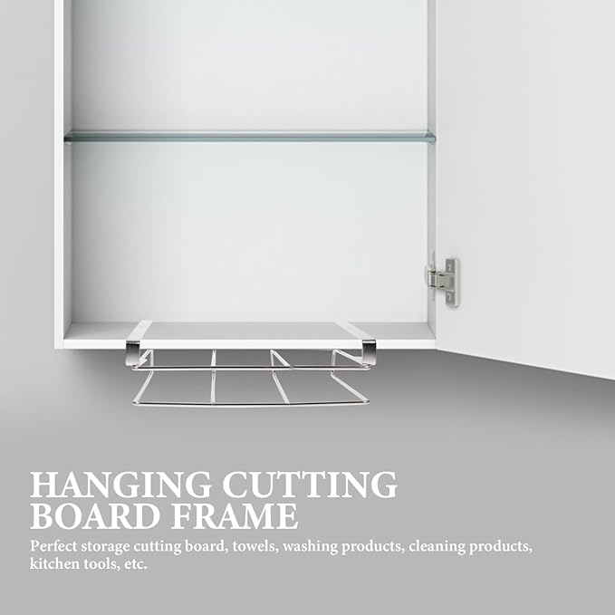 PRETYZOOM Cutting Board Rack Organizer for Kitchen Storage Stainless Steel Hanging Chopping Board Holder Space-saving under Cabinet Compact Design for Easy Access