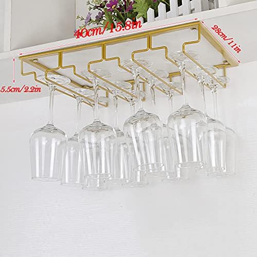Under Cabinet, Stemware Wine Glasses Storage Hanger Metal Organizer, Hanging Stemware Holder for Bar Kitchen Black (3 Rows)