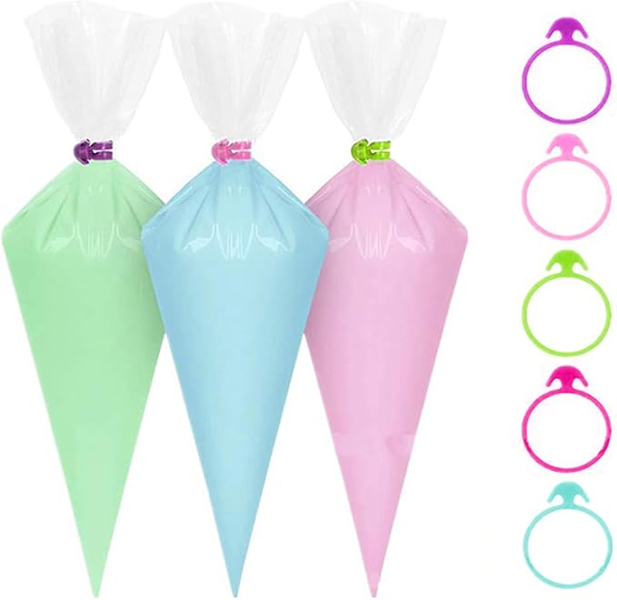 30 Pcs Pastry Bag Ties, Silicone Icing Bag Ties, Reusable Piping Bag Ties Decoration Bag Cake and Pastry Supplies Clips, Includes 5 Color. Suitable for Cupcakes Cookies and Pastry Seal (5 Color)