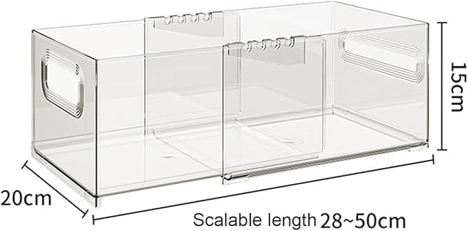 Storage Drawer, Pull Out Plastic Food Fridge Organizer Bins for Pantry Shelf Refrigerator Organization Kitchen Bathroom Cabinet Closet Office Clear blue