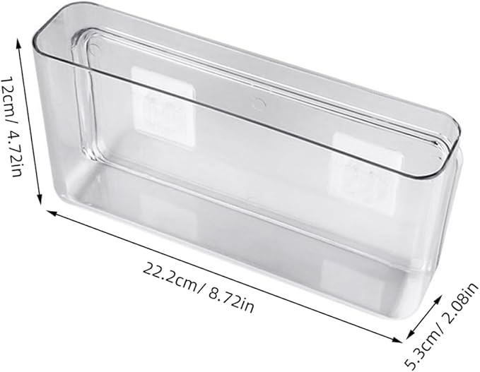 HOMSFOU 1Pc Wall Mounted Plastic Storage Container Clear No Punch Sundry Box for Home Kitchen Organization Holder for Tableware Space Saving for Restaurants and Buffets
