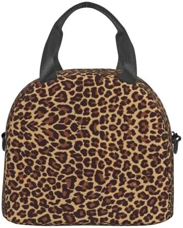 Leopard Lunch Box Insulated Lunch Bag Reusable Sling Bag With Adjustable Shoulder Strap Cooler Tote Bag For Men Women