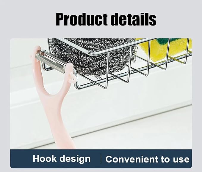 LONIN Stainless Steel Kitchen Sink Organizer Caddy – Over Faucet Sponge & Brush Holder, Rust-Resistant, Adjustable Universal Fit Faucet Rack, Quick Drain Sink Space Saver