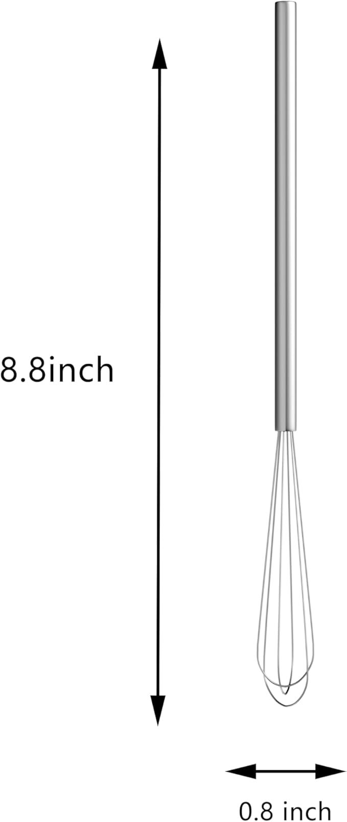 Mini Whisk, Stainless Steel Skinny Whisk Egg Beater for Blending, Whisking, Beating, or Stirring,8.8Inch