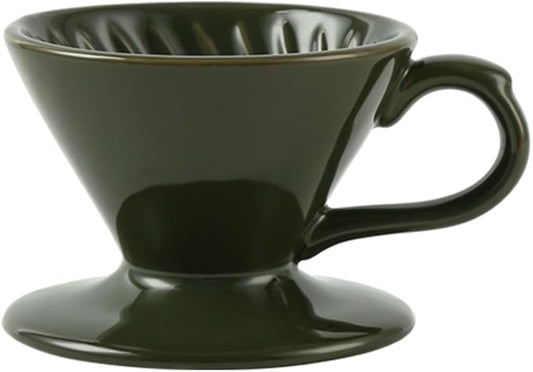 London Pottery V60 Coffee Dripper, Exquisite Porcelain Ceramic Manual Coffee Filter, Suitable for Pour Over Coffee in Office, Outdoor and Home Use (Green)