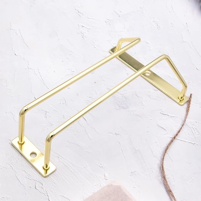 7-Inch Gold Wine Glass Rack - Under Cabinet Stemware Wine Glass Holder for Bar Kitchen (1 Rows, 3 Pack)