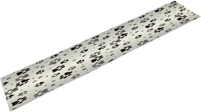 Dog Paw Print Table Runner, Cartoon Grey Simple Cute Cat Dog Animal Paw Print Table Decor Table Top Dining Kitchen Wedding Party 13x70 in
