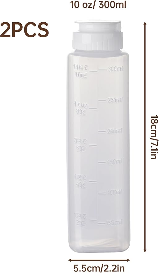 NiHome No Drip Honey Dispenser, 10 oz BPA-Free - Superior Leak-Proof Design Ensures Precise, Mess-Free Pouring with a Simple Squeeze. Perfect for Honey, Syrup, Ketchup & More(2PCS)