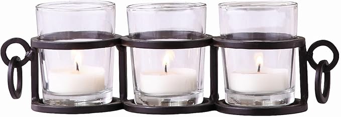 Hosley 9-Inch Tea Light Candle Holder - Elegant Coffee Table Accent, Modern Home Decor Piece for Room Decor - Ideal for Living Room and Office Spaces, Idea