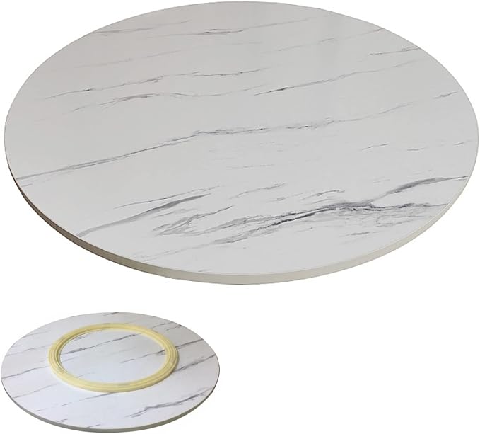 Round Lazy Susan Wooden Turntable For Kitchen Dining Table - 360° Rotating Serving Plate/Trays, With Base, Integrated Structure, It Can Be Rotated Directly On The Desktop (Color : White-B, Size : Ø6