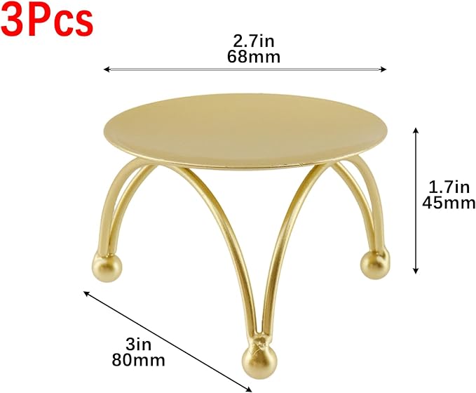 Geesatis Pillar Candle Holder, Gold Metal Candlestick Stand with Stable Base for Wedding, Party, Dining Table Centerpiece,Pack of 3
