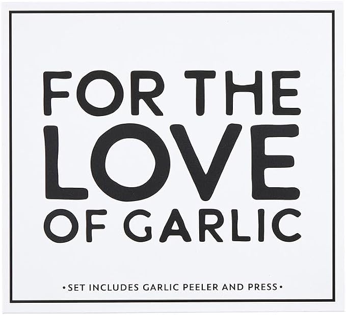 Santa Barbara Design Studio Gift Set Kitchen Essentials Tool Kit Black and White Cardboard Book Gifts, 3-Pieces, Love Garlic