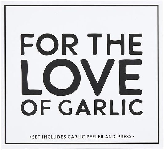 Santa Barbara Design Studio Gift Set Kitchen Essentials Tool Kit Black and White Cardboard Book Gifts, 3-Pieces, Love Garlic