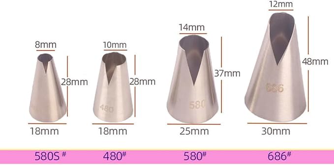 Saint Honore Piping Tips,Enhance Your Pastry Creations with V Wave Pastry Tips Nozzles (4 Pcs)