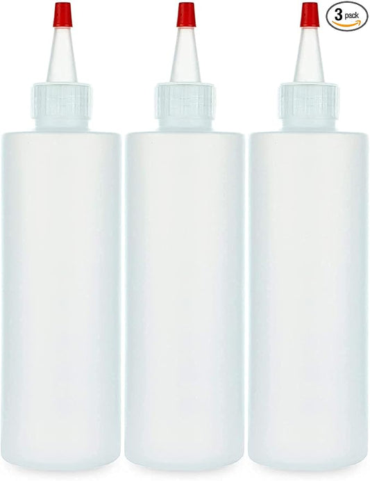 BRIGHTFROM Squeeze Bottles 8 Ounce for Sauces, Olive Oil, Ketchup, Mustard, Syrup - Plastic Dispenser Container for Kitchen/Cooking, BPA Free Condiment Bottle (Pack of 3)