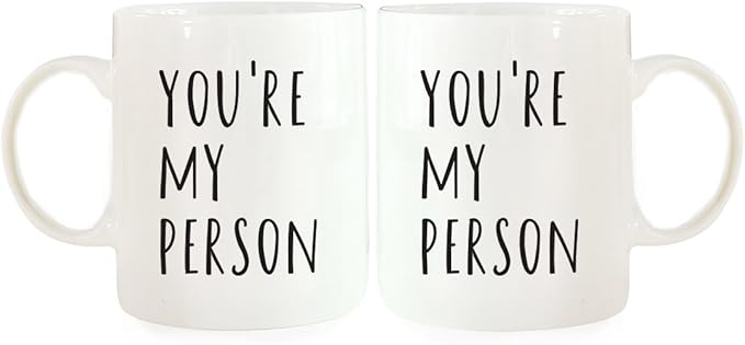 Andaz Press Funny Couples 11 oz Ceramic Coffee Mugs, You're My Person, His and Hers Mugs Set of 2, Valentines Day Coffee Mug for Him and Her, Mr and Mrs Mugs, Couple Mugs for Husband and Wife