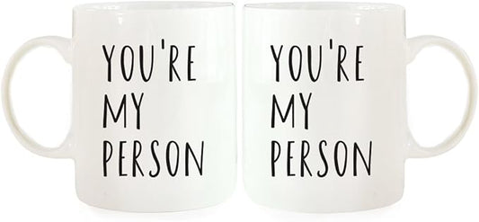 Andaz Press Funny Couples 11 oz Ceramic Coffee Mugs, You're My Person, His and Hers Mugs Set of 2, Valentines Day Coffee Mug for Him and Her, Mr and Mrs Mugs, Couple Mugs for Husband and Wife