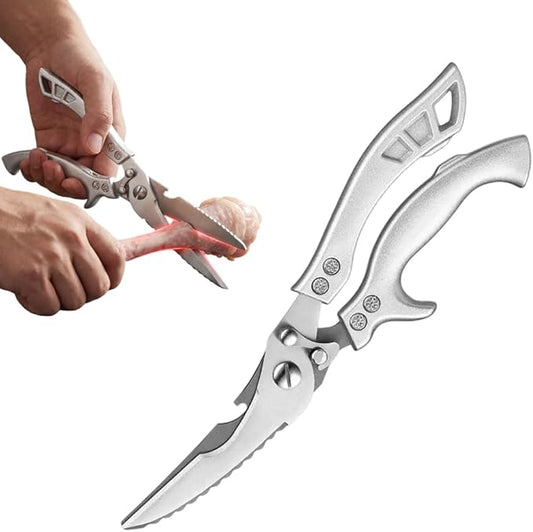 Stainless Steel Bone Cut Kitchen Scissors, 2026 New Heavy Duty Poultry Shears with Spring Loaded Handle, Multi Purpose Bone Cutting Kitchen Shears for Chicken Meat Fish Vegetables