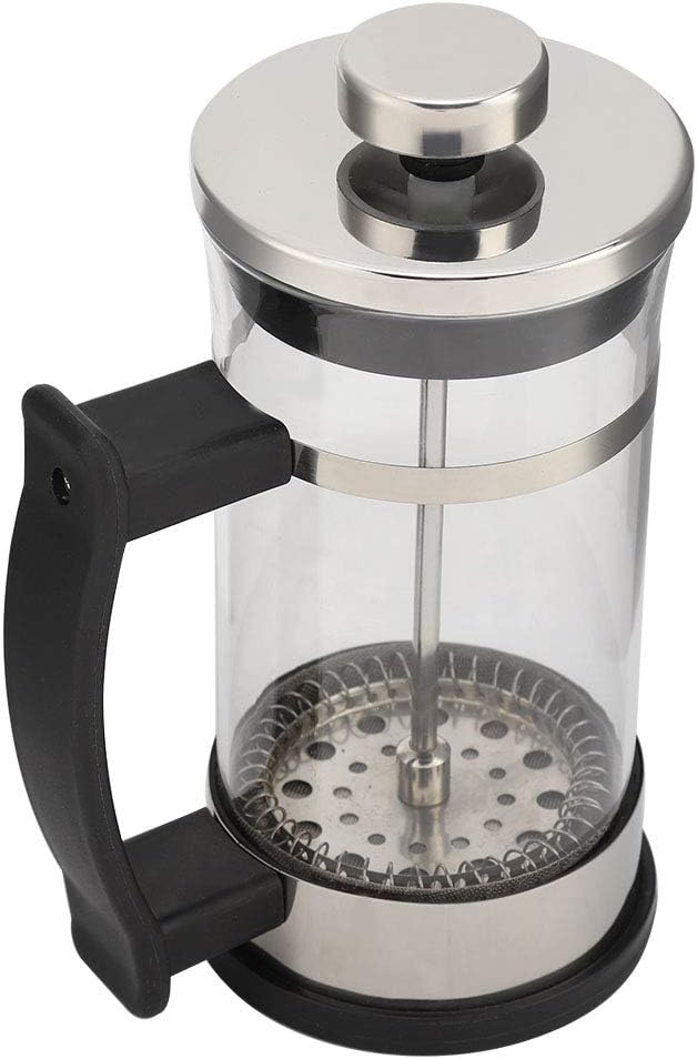 Stainless Steel Glass Coffee Pot, French Press Filter Pot Household Tea Maker No Electricity No Bad Plastic Taste Ideal for Home, Camping & Travel