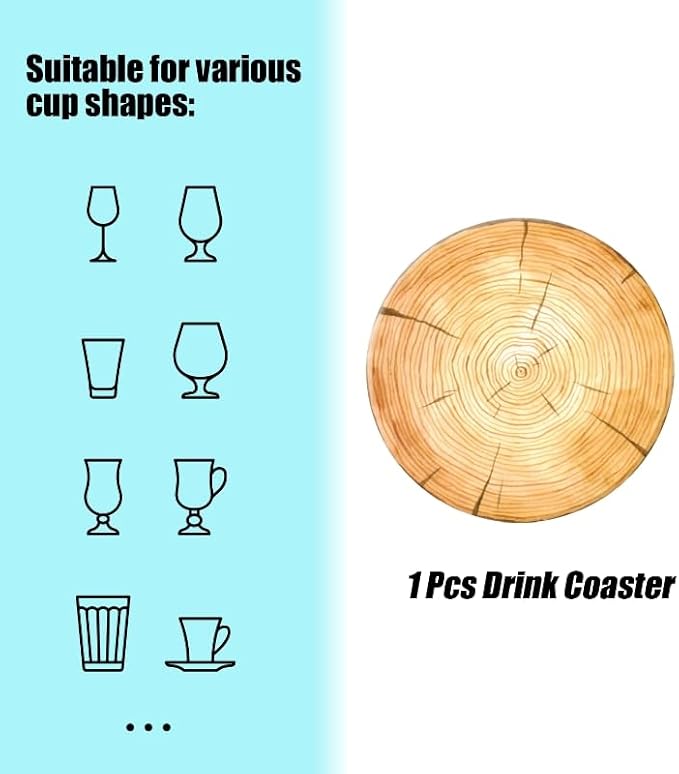 1 Pcs Coffee Cup Coasters for Drinks, Cross Section of Tree Trunk Round Absorbent Non-Slip Ceramic Stone Cork Coasters for Kitchen Living Room Office Decoration Bar (4 * 4 Inch)