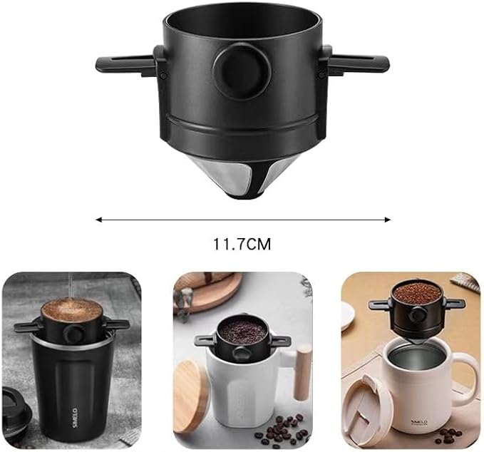Stainless Steel Pour Over Coffee Dripper | Reusable Filter, Portable, Collapsible
