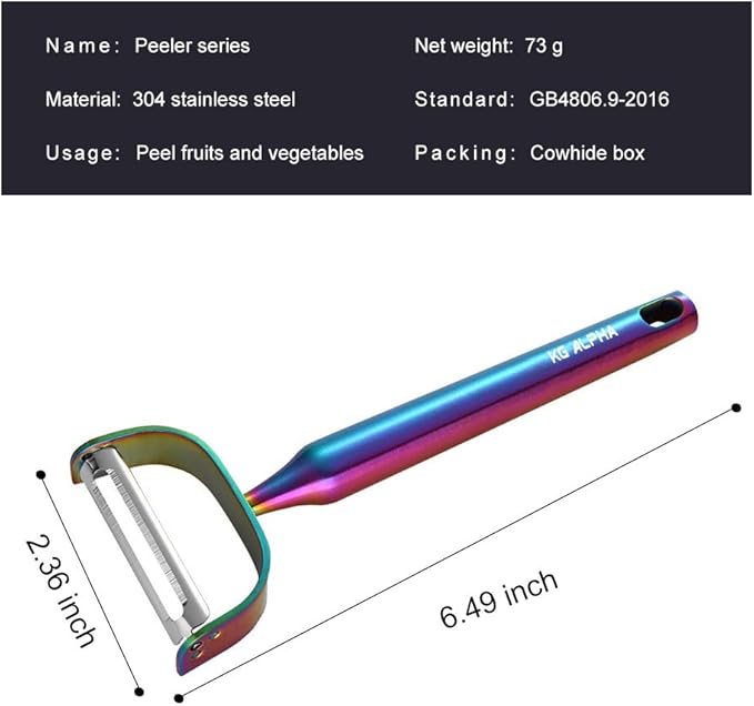 Stainless Vegetable Peeler, KG-Alpha Swivel Sharp Julienne Steel, Heavy Fruit Potato Apple Peeler, Kitchen Slicer (Rainbow)