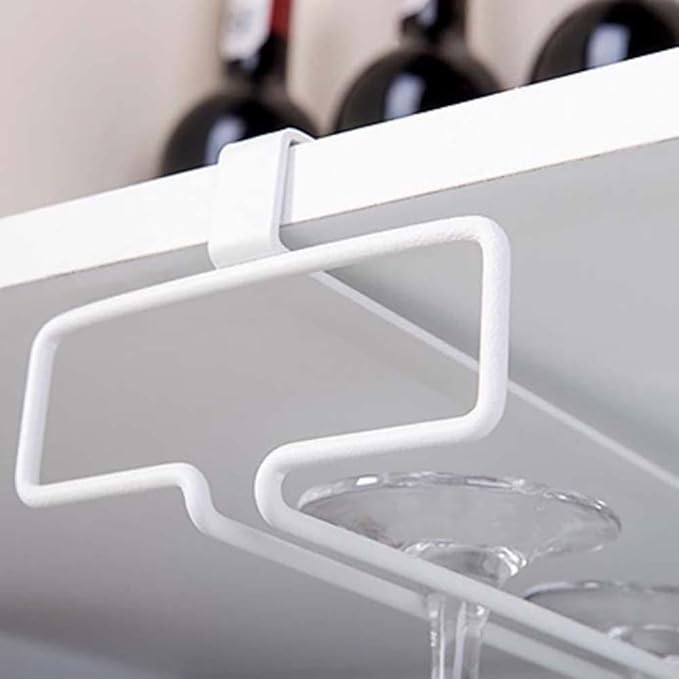 Wine Glass Rack Under Cabinet,Stemware Rack Wine Glass Holder Hanging Wine Glasses Storage Hanger Organizer for Shelf Kitchen Bar Decor(Coffee)