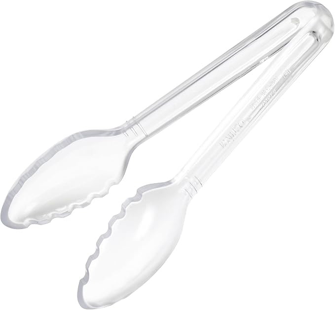 Winco 6" Commercial-Grade Curved Serving Tongs, Clear