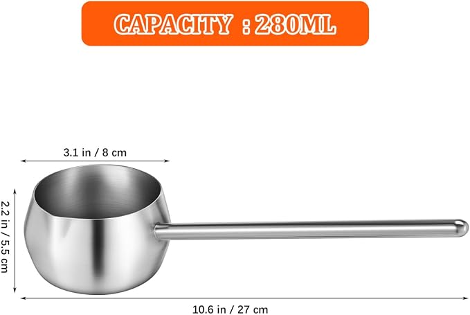 Sewroro Stainless Steel Oil Dipping Ladle with Long Handle 10.62In Soup Spoon Kitchen Utensil for Cooking and Serving