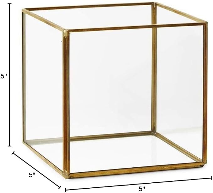Serene Spaces Living Square Gold Lantern, Measures 5 inches Cube, Sold Individually
