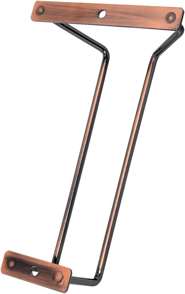 7-Inch Red Copper Wine Glass Rack - Under Cabinet Stemware Wine Glass Holder for Bar Kitchen (1 Rows, 3 Pack)