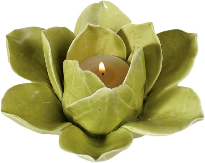 HomArt Lotus Tea Light Holder, Green