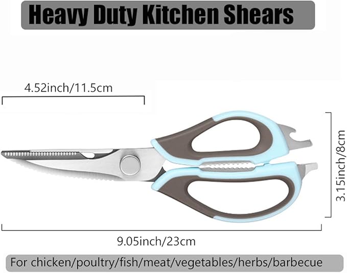 2 Pcs Heavy Duty Kitchen Shears for Food, Come Apart Design & Dishwasher Safe, Multi-function Kitchen Scissors set, Stainless Steel Food Cooking Scissors, No Magnetic Holder