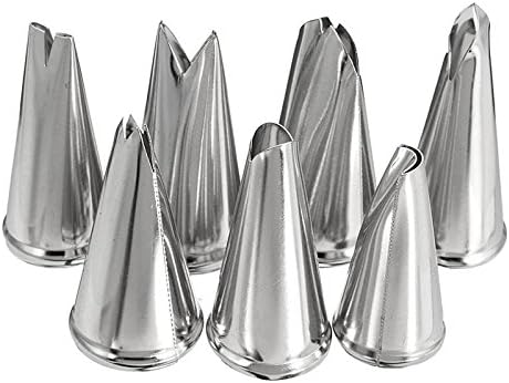 Dr.Pedi Leaf Piping Bags and Tips Set 7 Pieces Piping Tips Set Cake Decorating Tips Icing Piping Nozzles Set Cupcake Decorating Kit Cupcake Pastry Tool Stainless Steel