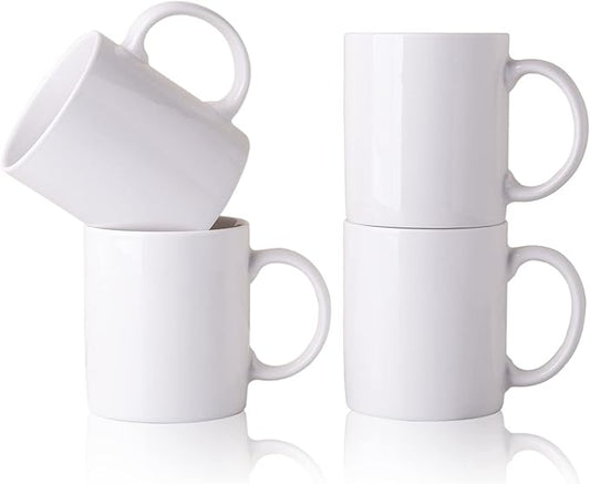 GBhome 12 OZ Off White Coffee Mugs, Ceramic Coffee Mugs with Large Handle for Man, Woman, Dad, Mom, Light Weight Mugs Set for Latte/Cappuccino/Cocoa/Milk, Dishwasher & Microwave Safe, 4PCS
