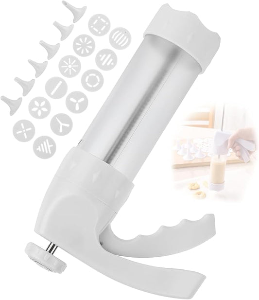 OUKENS Cookie Press Kit, Spritz Cookie Press Biscuit Maker Set for Baking with 12 Discs & 6 Icing Nozzles, for Butter Cookies, Cake Decorating, Diy Desserts