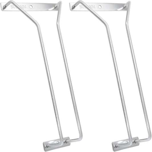 9.6-Inch Wine Glass Rack, Under Cabinet Wine Glass Holder Stainless Steel Stemware Rack - Hanging Stemware Holder for Cabinet Kitchen Bar (1 Rows, 2 Pack)
