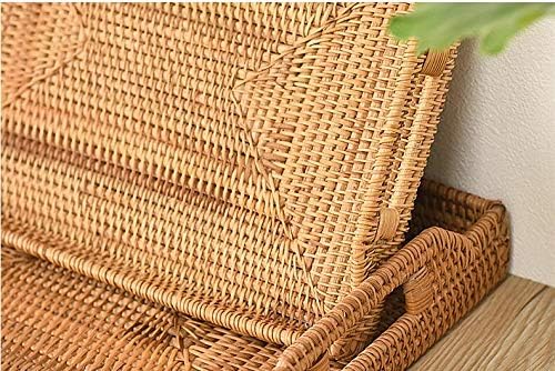 Handwoven Rattan Serving Tray with Handles – 17" Rectangular Wicker Tray for Coffee Table, Breakfast, Drinks, Fruit, Snacks, Ottoman & Kitchen Counter Decor