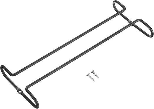 uxcell Wine Glass Rack Under Cabinet, 1pcs 10-Inch Stemware Wine Glass Hanging Rack Stainless Steel Wine Glass Organizer Storage Hanger for 5mm Stemware Column, Black