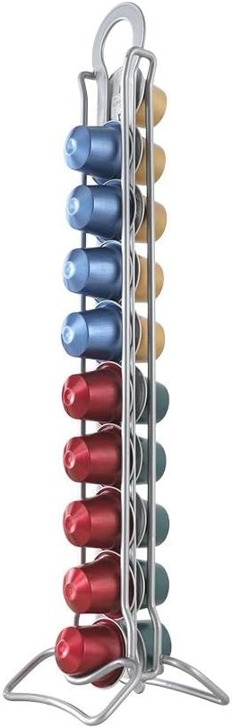 Metaltex Polytherm Coated Capsulo 20" Nespresso Coffee Capsule Holder, Silver, 8 x 9 x 38 cm