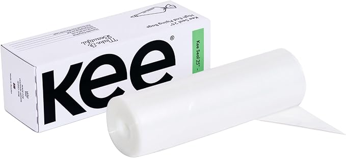 KEE-SEAL Disposable Pastry Bags, Piping Bag with Grip Tight Outer Surface, Smooth-Flow Interior, Easy Tear Perforation, Convenient Dispenser Box, 25-Inch, Clear