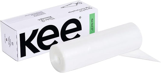 KEE-SEAL Disposable Pastry Bags, Piping Bag with Grip Tight Outer Surface, Smooth-Flow Interior, Easy Tear Perforation, Convenient Dispenser Box, 25-Inch, Clear
