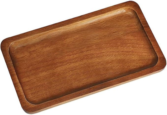 Small Wooden Tray (7.5 x 4.1 inch), Rectangular Serving Tray | for Coffee Tables, Dessert, Snack, Fruit, Acacia Wood Platter for Vegetable, Decor Restaurant