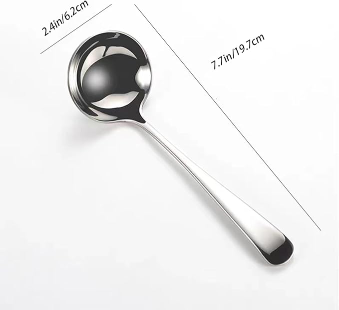 Small Ladle, Small Ladle for Sauce, 2-Piece Stainless Steel Gravy Soup Spoon, for Spooning Gravies and Sauces 7.7Inch (Color:Silver)