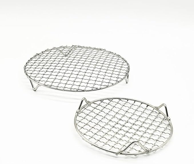 2Pcs Round Cooling Rack Stainless Baking Grill Rack Wire Oven Racks for Baking Cooking Steaming Circular Cooking Tray BBQ Air Fryer Pressure Cooker 15 cm + 18cm